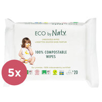 5x ECO BY NATY Ubrousky vlhčené cestovní neparfumované Sensitive Eco 20 ks