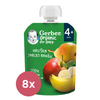 8x GERBER Organic Kapsička hruška, jablko a banán 90 g​
