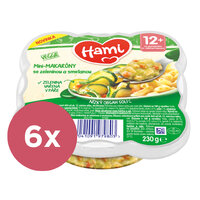 6x HAMI Príkrm v tanieriku Mini-makaróny so zeleninou a smotanou 230g, 12+