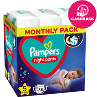 PAMPERS Night Pants Nohavičky plienkové jednorazové 5 (12-17 kg) 88 ks - MESAČNÁ ZÁSOBA