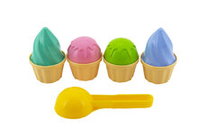 TEDDIES Sada na piesok zmrzlina lopatka 15cm + bábovky 2 farby, 12m+
