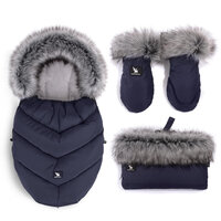 COTTONMOOSE Set zimný fusak, rukavice a rukávník Moose MINI Yukon Blue