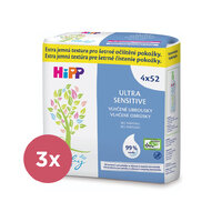 3x HiPP Babysanft Ultra sensitive vlhčené obrúsky bez parfumu (4x 52 ks)