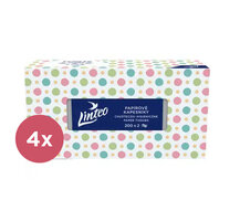 4x LINTEO Satin Papierové vreckovky Box 200 ks, biele, 2 vrstvové