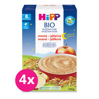 4x HiPP BIO Kaša mliečna na dobrú noc ovsená – jablková od 8. mesiaca, 250 g