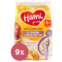 9x HAMI mliečná kaša so 7 obilninami s jablkom a slivkami 9x 210 g
