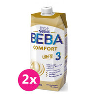 2x BEBA COMFORT 3 HM-O, Tekutá batoľacia mliečna výživa 12+, tetra pack, 500 ml