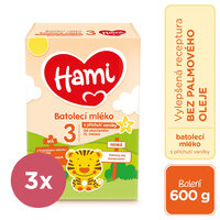 3x HAMI 3 Mlieko batoľacie s príchuťou vanilky 600 g