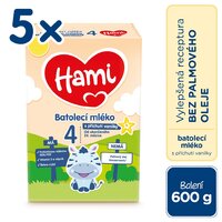 5x HAMI 4 Mlieko batoľacie s príchuťou vanilky 600 g
