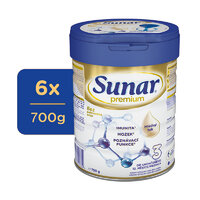 6x SUNAR Premium 3 Mlieko batoľacie 700 g