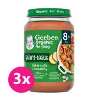 3x GERBER Organic 100% rastlinný príkrm ratatouille s makarónmi 190 g​