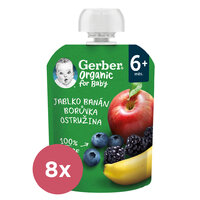 8x GERBER Organic Kapsička jablko, banán, čučoriedka a černica 90 g​