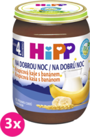 3x HiPP BIO Na dobrú noc krupicová s banánom (190 g) - mliečna kaša