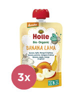 3x HOLLE Banana Lama Bio ovocné pyré banán, jablko, mango, marhuľa, 100 g (6 m+)