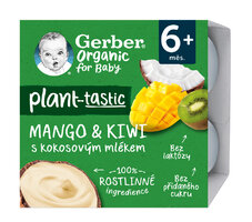 6x GERBER Organic 100% Dezert rastlinný mango a kiwi s kokosovým mliekom (4x 90 g)​