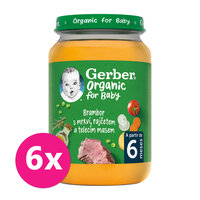 6x GERBER Organic detský príkrm zelenina s teľacím mäsom 190 g