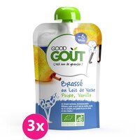 3x GOOD GOUT BIO Jogurt, hruška a vanilka 90 g – ovocný príkrm