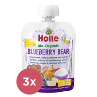 3x HOLLE BIO Blueberry bear - detské ovocné pyré s jogurtom 85 g