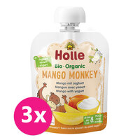 3x HOLLE BIO Mango monkey - detské ovocné pyré s jogurtom