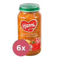 6x HAMI Makaróny s duseným bravčovým, paradajkami a paprikou 250 g - mäsovo-zeleninový príkrm
