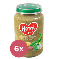6x HAMI Špenát, zemiaky a hovädzie (200 g) - mäsovo-zeleninový príkrm