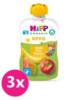 3x HiPP HiPPiS BIO 100% ovocia jablko, hruška, banán 100 g - ovocný príkrm