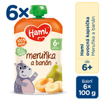6x HAMI Kapsička ovocná Marhuľa a banán 100 g, 6+