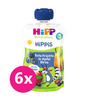 6x HiPP BIO Hippies Jablko-Hruška-Červené ovocie + železo 100 g, od 1 roka