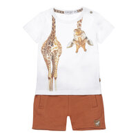 DIRKJE Set 2.d tričko kr. rukáv + nohavice biela žirafa chlapec veľ.80