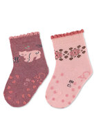 STERNTALER Ponožky protišmykové Medvedík ABS 2ks v balení light red dievča veľ. 21/22 cm- 18-24 m