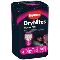 HUGGIES DryNites Nohavičky plienkové jednorazové pre dievčatá 4-7 rokov (17-30 kg) 10 ks