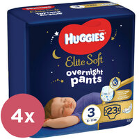 4x HUGGIES® Elite Soft Pants OVN Nohavičky plienkové jednorazové 3 (6-11 kg) 23 ks