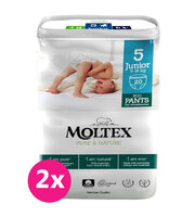 2x MOLTEX Pure&Nature Kalhotky plenkové jednorázové 5 Junior (9-14 kg) 20 ks