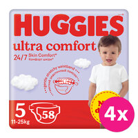 4x HUGGIES® Plienky jednorázové Ultra Comfort Jumbo 5, 58 ks