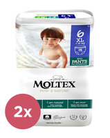 2x MOLTEX Pure&Nature Nohavičky plienkové jednorázové 6 XL (14 kg+) 18 ks