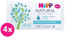 4x HiPP Babysanft Čistiace vlhčené obrúsky Aqua Natural 10 ks