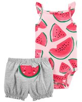 CARTER'S Set 2dielny body tielko, nohavice kr. Pink Watermelon dievča 12 m, vel. 80