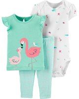 CARTER'S Set 3dielny body, tričko krátky rukáv, nohavice Flamingo dievča LBB 6 m /veľ. 68