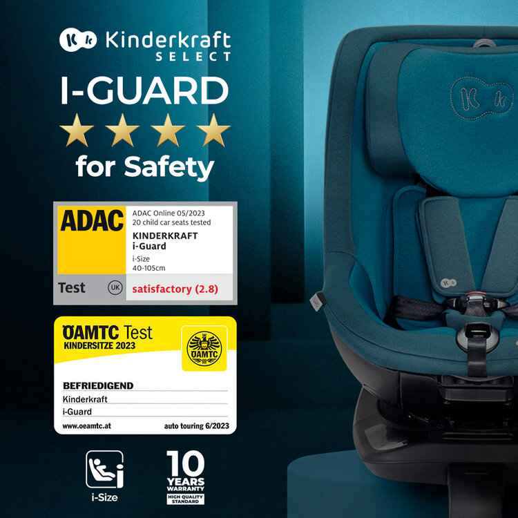 KINDERKRAFT SELECT Autosedačka I-GUARD i-Size 40-105 cm Cool Grey, Premium