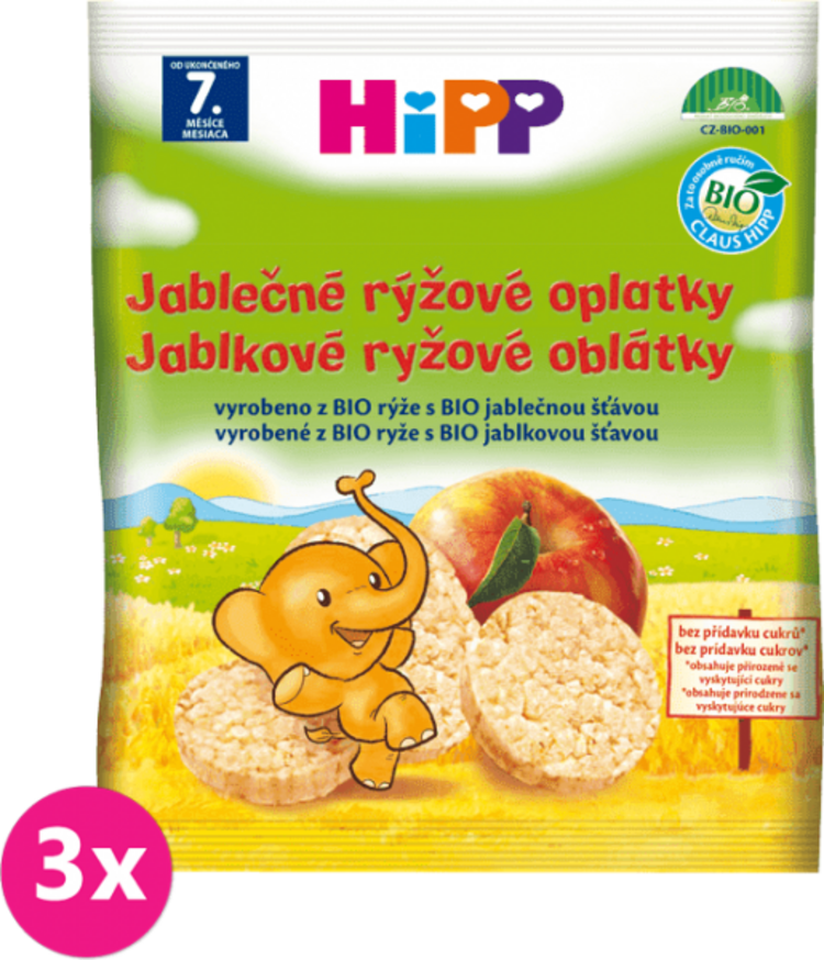 3x HiPP BIO Jablkové ryžové oblátky pre deti 30 g