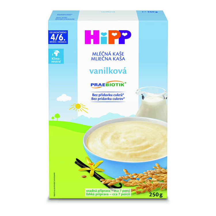 6x HiPP Kaša mliečna prvá PRAEBIOTIK® pre dojčatá vanilková od uk. 4.-6. mesiaca, 250 g