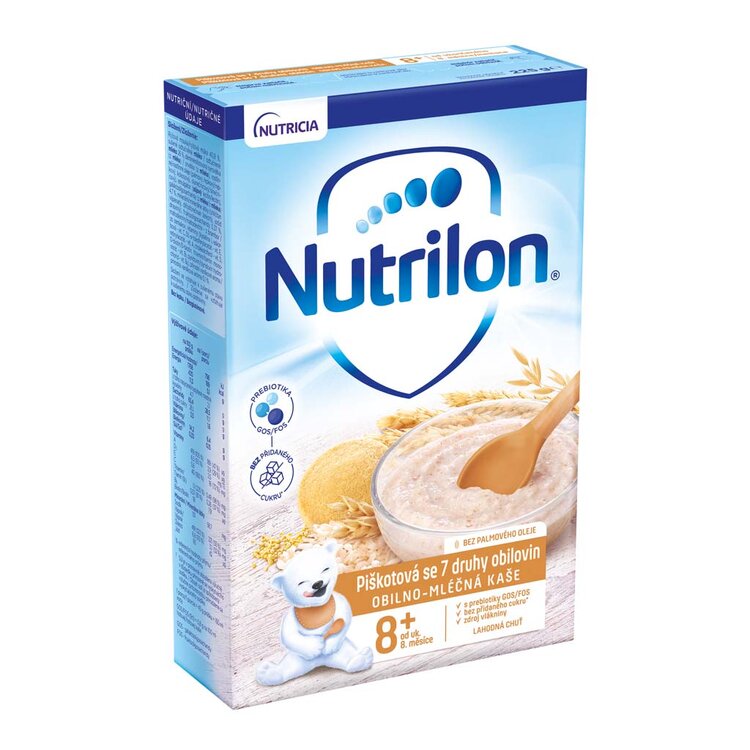 NUTRILON Pronutra piškótová mliečna kaša so 7 druhmi obilnín od uk. 8. mesiaca 225 g