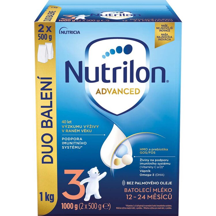 3x NUTRILON Mlieko batoľacie 3 Advanced 1 kg, 12+