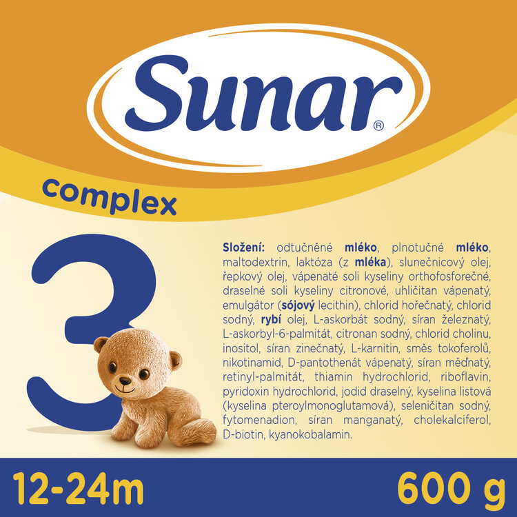 6x SUNAR Complex 3 Mlieko batoľacie 600 g