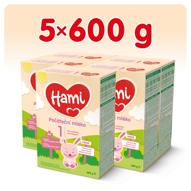 5x HAMI 1 Mlieko počiatočné 600 g