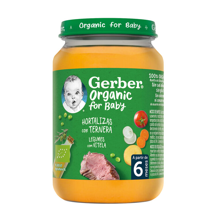 6x GERBER Organic detský príkrm zelenina s teľacím mäsom 190 g