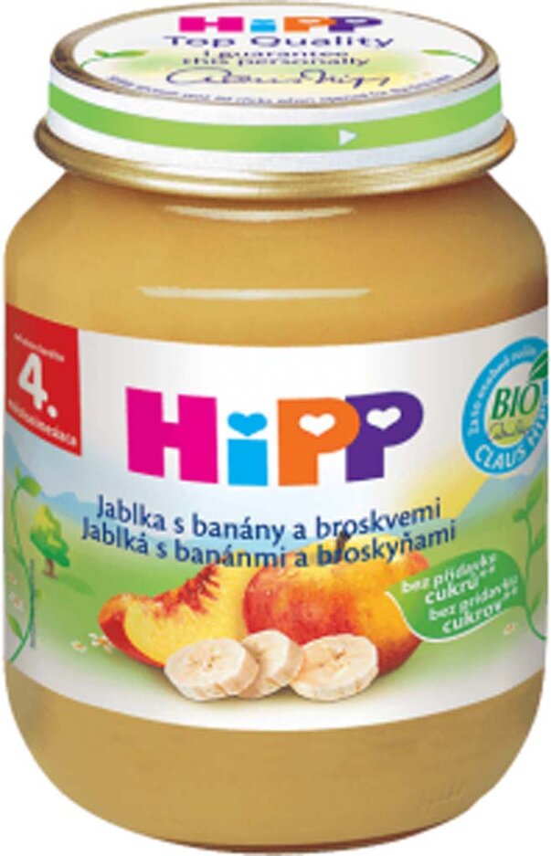6x HiPP BIO Jablká s banánmi a broskyňami 125 g