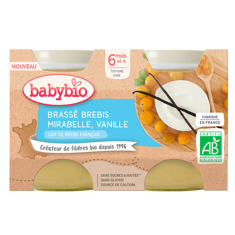 BABYBIO Brassé z ovčieho mlieka mirabelky vanilka 2x 130 g