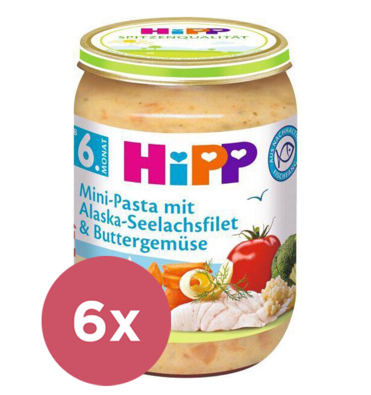 6x HiPP Mini cestoviny s aljašskou treskou v maslovej zelenine 190 g