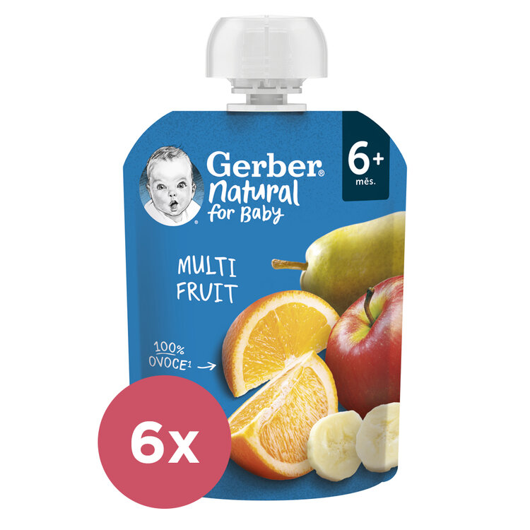 6x GERBER Natural kapsička multifruit 90 g